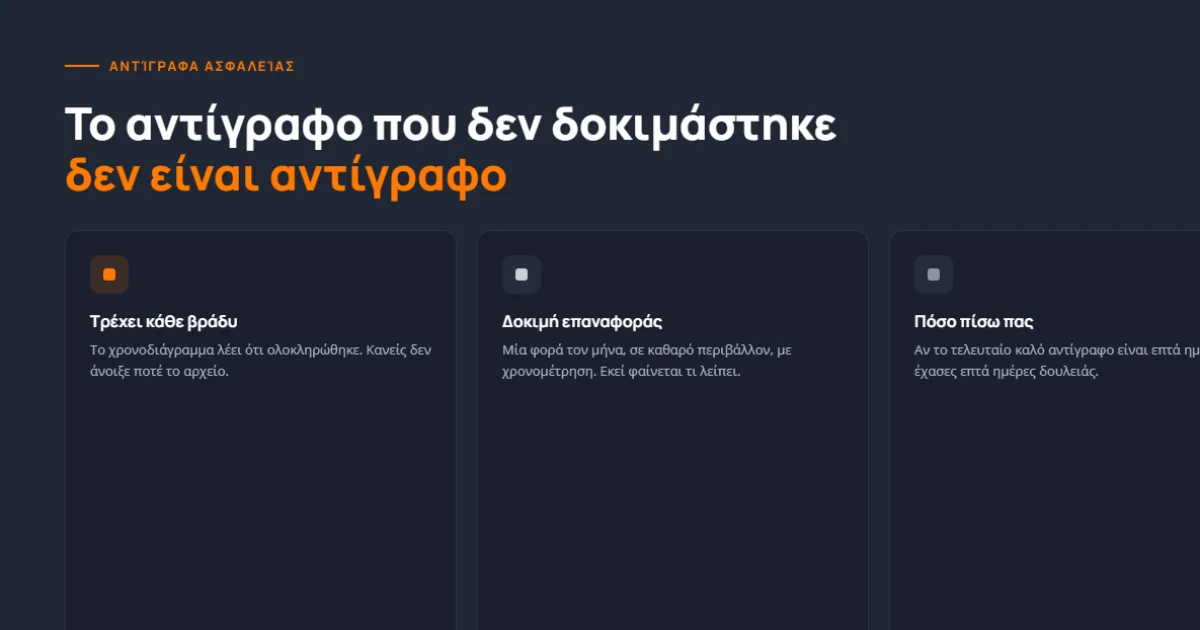 Το αντίγραφο ασφαλείας που δεν δοκιμάστηκε δεν είναι αντίγραφο