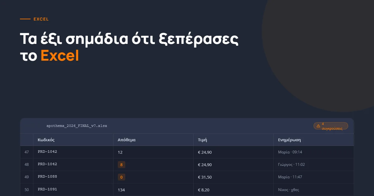 Τα έξι σημάδια ότι η επιχείρησή σου ξεπέρασε το Excel